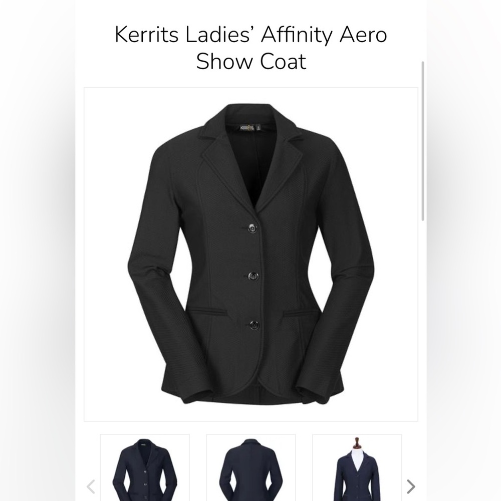 Equestrian Kerrits Ladies’ Affinity Aero Show Coat~ Size small. BNWOT